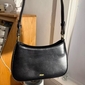 Black Faux Leather Adjustable Shoulder Bag